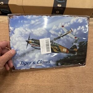 Metal Sign Wall Decor Tigers Claw Airplane War